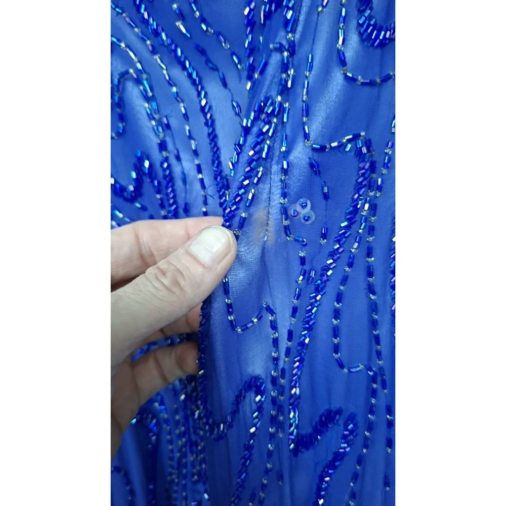 Vtg Alyce Designs Dress Strapless 2 Purple Ombre Beaded Silk Maxi Gown Y2K Fairy